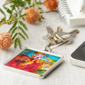 MIRANDOLINA MIT HUND/Venezianischen Masquerade Mas Schlüsselanhänger (Seite)