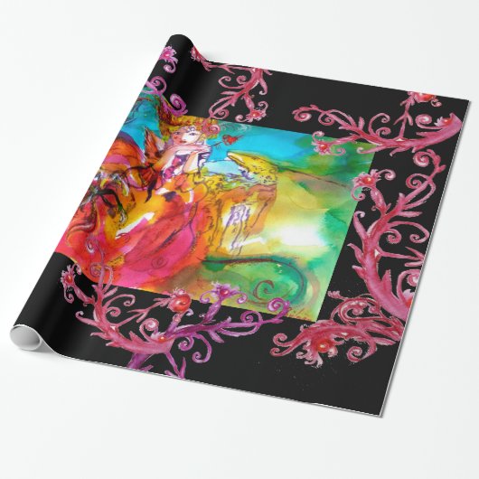 MIRANDOLINA,RED LILA FLORAL WIRBEL GESCHENKPAPIER (Ungerollt)