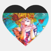 MIRANDOLINA, rosa, fuchsiengelb Herz-Aufkleber (Vorderseite)