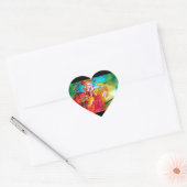 MIRANDOLINA, rosa, fuchsiengelb Herz-Aufkleber (Umschlag)