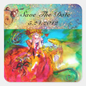 MIRANDOLINA, rosa, fuchsiengelb Quadratischer Aufkleber (Vorderseite)