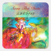 MIRANDOLINA, rosa, fuchsiengelb Quadratischer Aufkleber (Vorderseite)