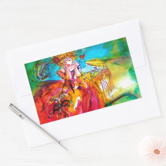 MIRANDOLINA, rosa, fuchsiengelb Rechteckiger Aufkleber (Umschlag)