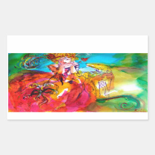 MIRANDOLINA, rosa, fuchsiengelb Rechteckiger Aufkleber