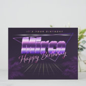 Mirco Name Vorname lila retro Karte Geburtstag (Stehend Vorderseite)