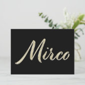 Mirco Name white gold Handwriting Karte (Stehend Vorderseite)