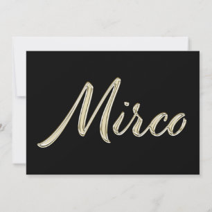 Mirco Name white gold Handwriting Karte