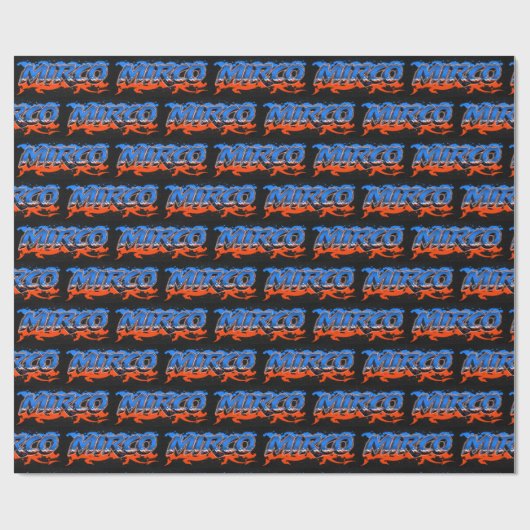 Mirco Vorname Name Graffiti blue orange Geschenkpapier (Flach)