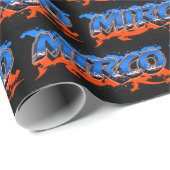 Mirco Vorname Name Graffiti blue orange Geschenkpapier (Rolleneckpunkt)