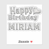 Miriam Happy Birthday silver Aufkleber Sticker (Blatt)