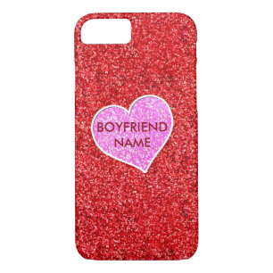 MIRLY PINK HEART RED GLITZER Case-Mate iPhone HÜLLE