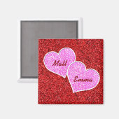 MIRLY PINK HEART RED GLITZER MAGNET (Vorderseite/Rückseite)