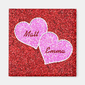 MIRLY PINK HEART RED GLITZER MAGNET (Vorne)
