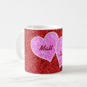 MIRLY PINK HEART RED GLITZER TASSE (Vorderseite Links)