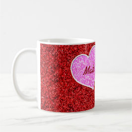 MIRLY PINK HEART RED GLITZER TASSE