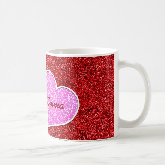 MIRLY PINK HEART RED GLITZER TASSE (Rechts)
