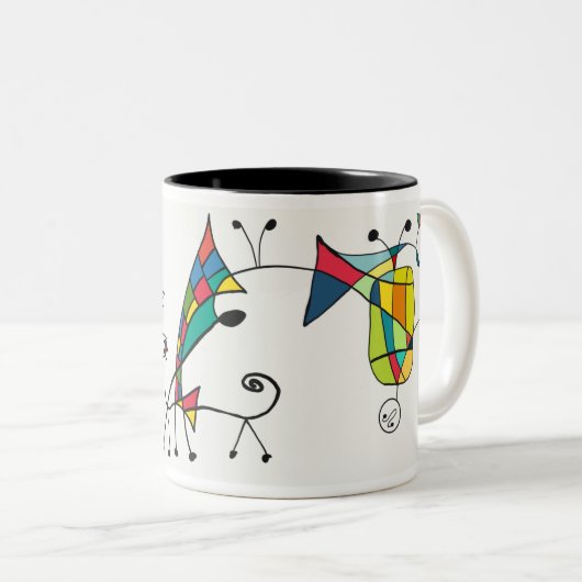 Miro inspirierte Kunst Zweifarbige Tasse (VorderseiteRechts)