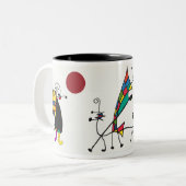 Miro inspirierte Kunst Zweifarbige Tasse (Vorderseite Links)