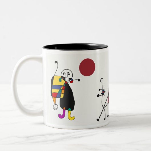 Miro inspirierte Kunst Zweifarbige Tasse (Links)
