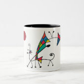 Miro inspirierte Kunst Zweifarbige Tasse (Mittel)
