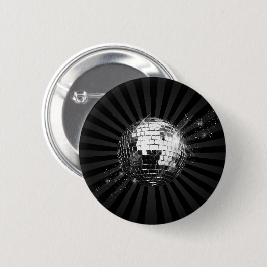 Mirror Disco Ball on Black Button (Vorne & Hinten)