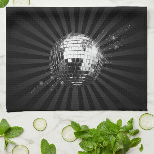 Mirror Disco Ball on Black Handtuch (Gefaltet)