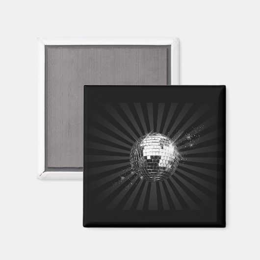 Mirror Disco Ball on Black Magnet (Vorderseite/Rückseite)