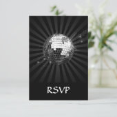 Mirror Disco Ball on Black RSVP Karte (Stehend Vorderseite)