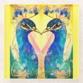 Mirror Image Peacock Coaster Glasuntersetzer (Vorderseite)