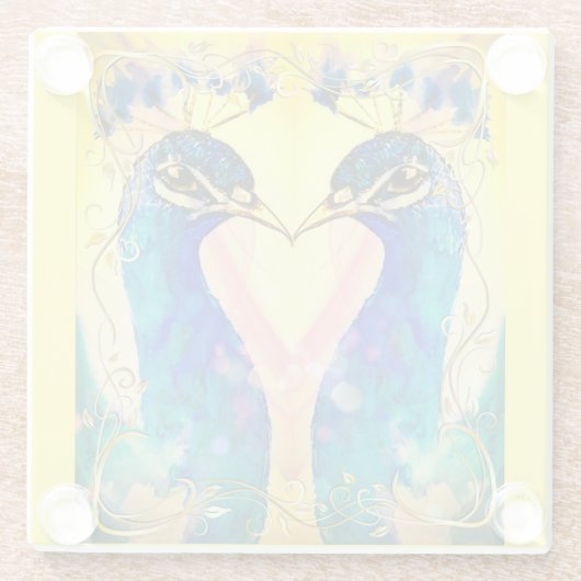 Mirror Image Peacock Coaster Glasuntersetzer (Rückseite)