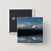 Mirror See-Horizont mit Wald u. Snowy-Bergen Button (Vorne & Hinten)