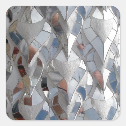 Mirror tiles White Temple, Chiang Rai Quadratischer Aufkleber (Vorderseite)