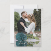 Mirrored Aquamarine Rose Elegantes Hochzeitsstil-F Dankeskarte (Vorderseite)