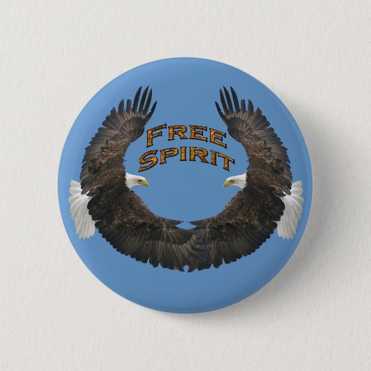 Mirrored Bald Eagles Free Spirit Art Buttons (Vorderseite)
