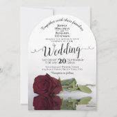 Mirrored Burgund Rose Elegante Arch Wedding Einladung (Vorderseite)