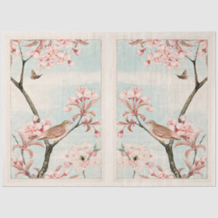 Mirrored Cherry Blossom Bird Bee Moth Decoupage Seidenpapier