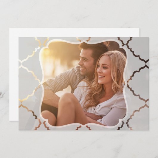 Mirrored Damask Foto-Einladung lichtdurchlässig au Einladung (Vorne/Hinten)