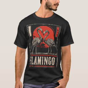 Mirrored Elegance - Flamingos in Crimson Moonlight T-Shirt
