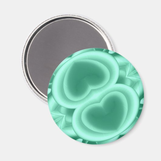 Mirrored Green Hearts Magnet (Vorderseite/Rückseite)