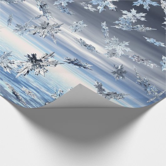 Mirrored Metallic Fallende Schneeflocken Geschenkpapier (Ecke)