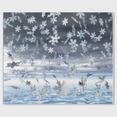 Mirrored Metallic Fallende Schneeflocken Geschenkpapier (Flach)