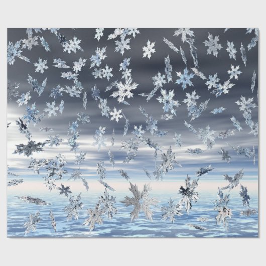 Mirrored Metallic Fallende Schneeflocken Geschenkpapier (Flach)