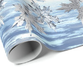 Mirrored Metallic Fallende Schneeflocken Geschenkpapier (Rolleneckpunkt)