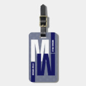 Mirrored Monogramm (Initial & Name) Blau Gepäckanhänger (Vorderseite vertikal)