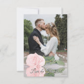 Mirrored Pink Rose Elegantes HochzeitsstipenOverla Dankeskarte (Vorderseite)