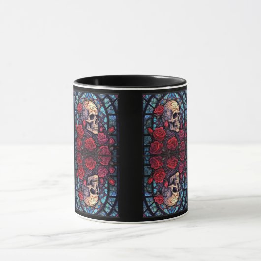 Mirrored Skulls & Rose V2 Tasse (Zentrum)