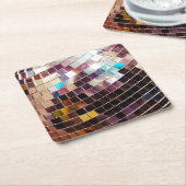 Mirroter Disco-Ball Rechteckiger Pappuntersetzer (angewinkelt)