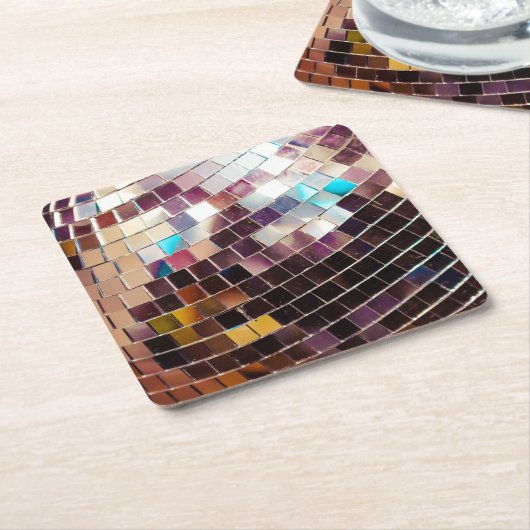 Mirroter Disco-Ball Rechteckiger Pappuntersetzer (angewinkelt)