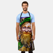 Mirthful Green and Gold St Patricks Day Leprechaun Schürze (Getragen)