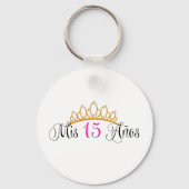 Mis 15 Anos Quinceanera Gold Tiara Pink Schlüsselanhänger (Vorderseite)
